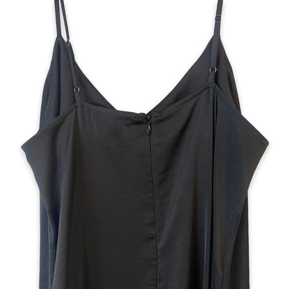 Y2K Slip Dress cowl neck Flowy Spaghetti Strap Black Maxi chic Dress - Picture 6 of 9